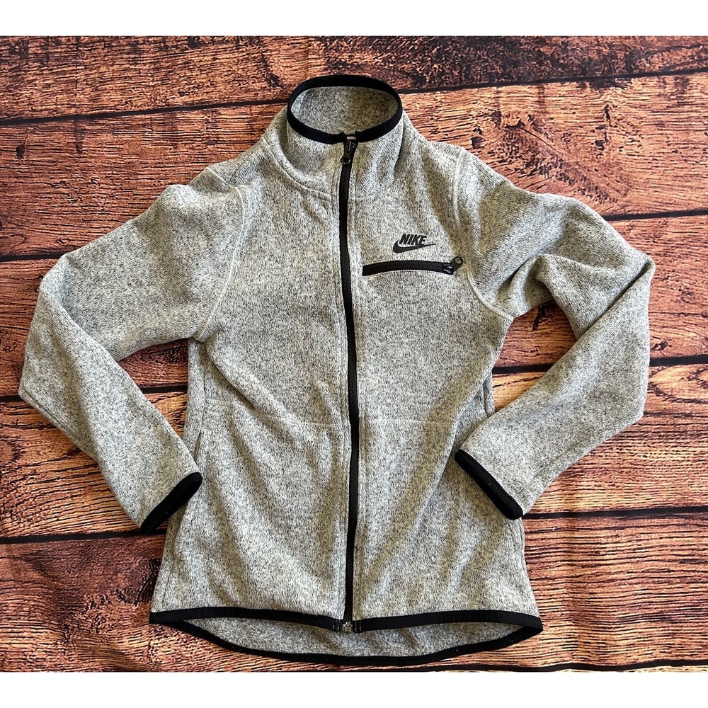 Nike Summit Knit Fleece Full Zip Jacket Heather Gray Black‎ Women's Size Small